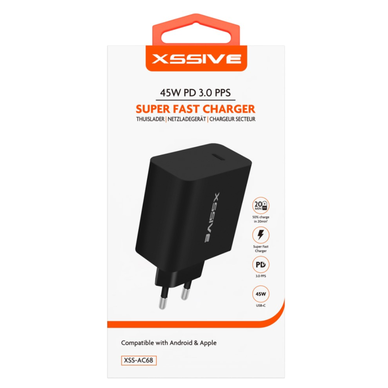 Chargeur USB-C 45W XSSIVE XSS-AC68 - Noir — Accessoire · Smarty Paris 18e